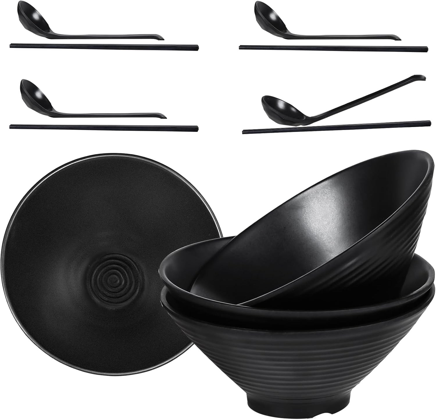 Entdecke das perfekte Ramen Geschirr-Set: 4er Melamin Schüsseln im japanischen Stil