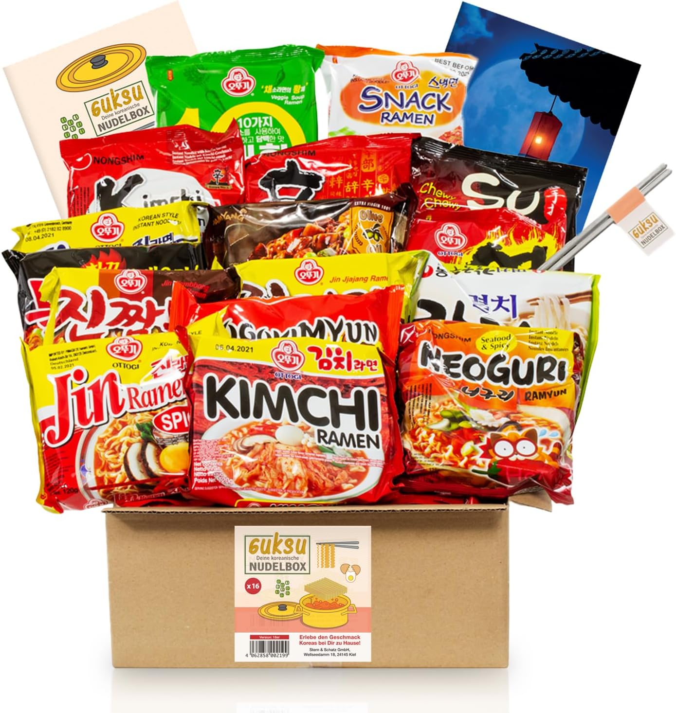 Entdecke die Guksu-Box: 16 köstliche Sorten koreanischer Ramen im Geschenkformat!