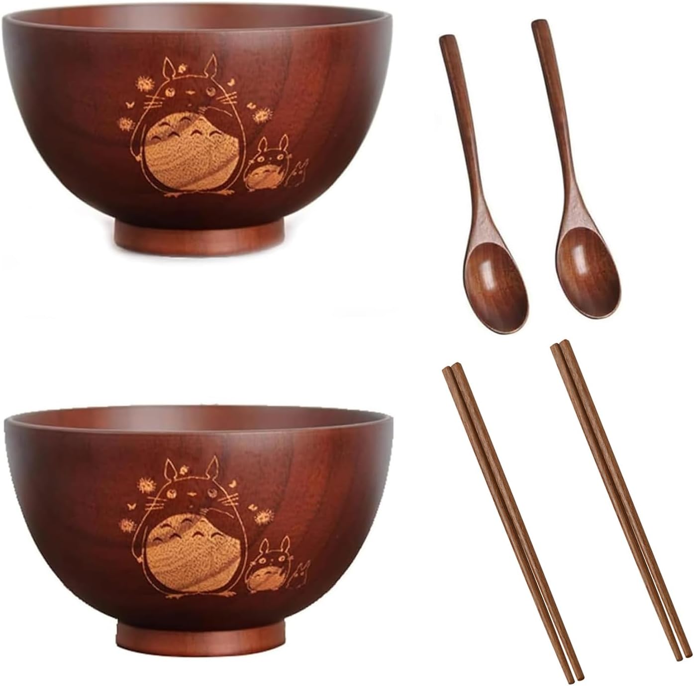 ASIAD 2er Set Japanische Reisschalen: Stilvoll genießen mit traditionellem Kastanienholz!