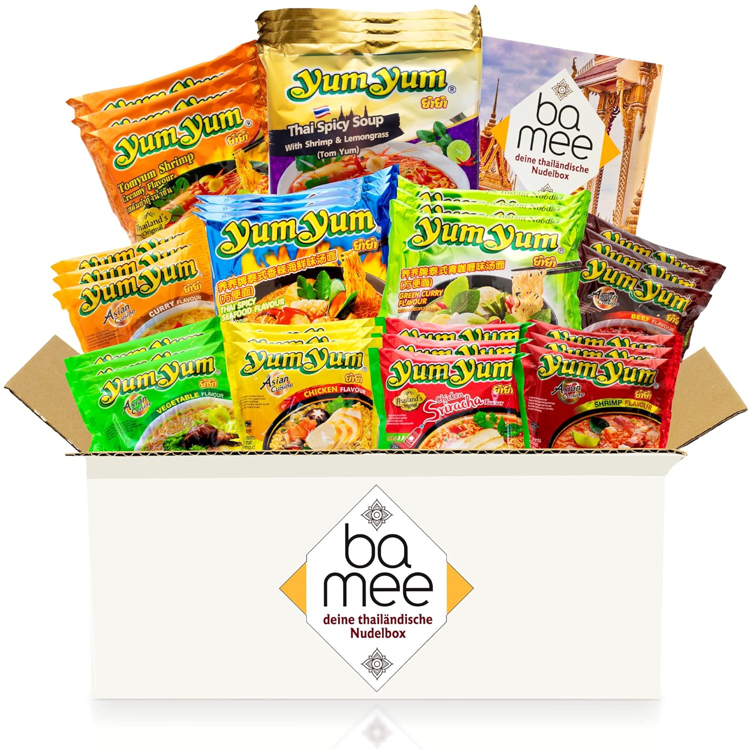 Entdecke die Ba-Mee Box: 30 Thai Yum Yum Nudelsuppen im praktischen Mix!