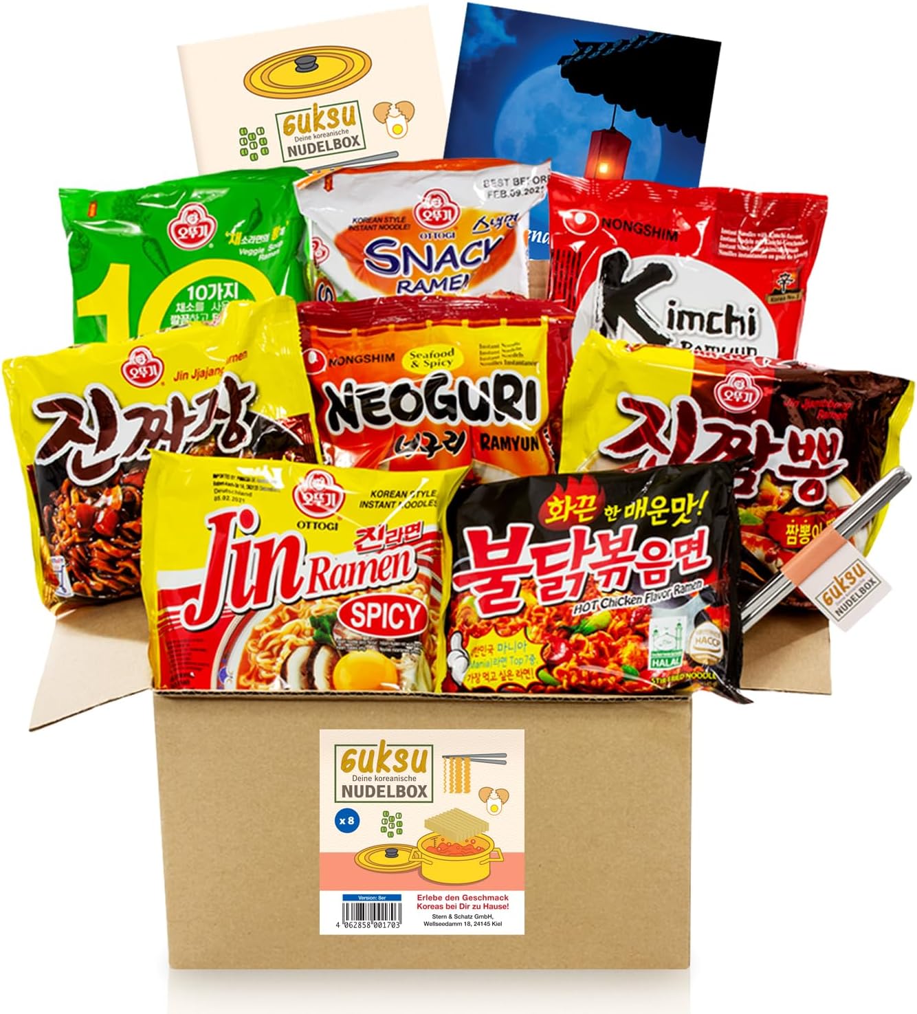 Entdecke die Guksu-Box: 8 köstliche koreanische Ramen im Geschenkmix!